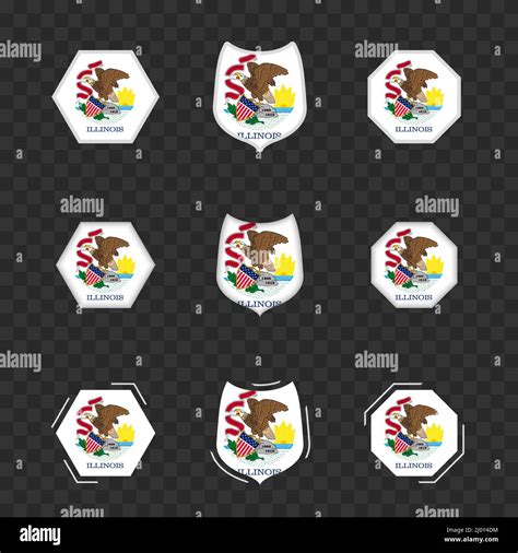 National Symbols Of Illinois On A Dark Transparent Background Vector