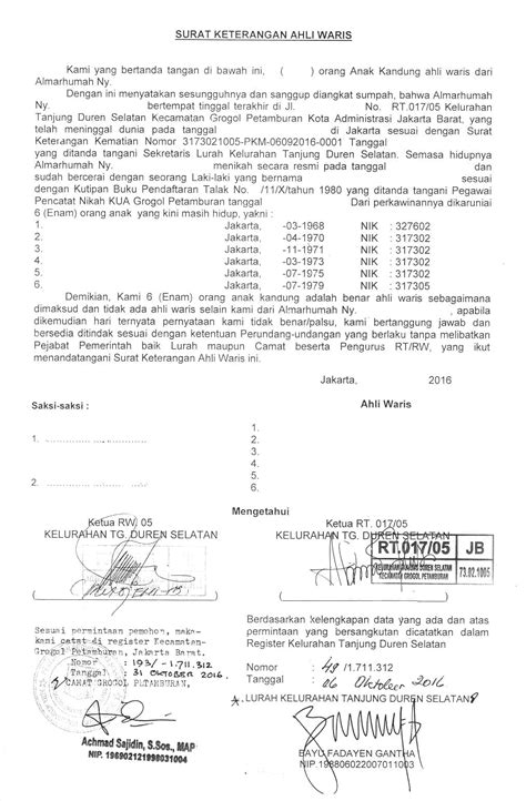 Great Contoh Surat Pernyataan Ahli Waris 53 Di Membuat Surat Pernyataan