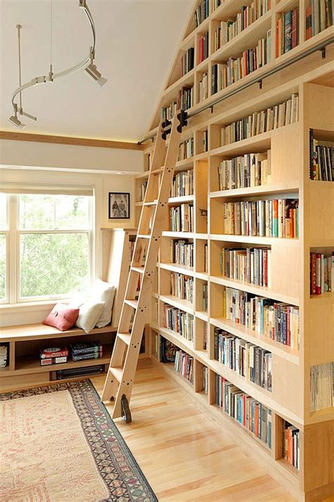 Decorative Living Room Bookshelf With Sliding Ladder Ideas Bookshelf
