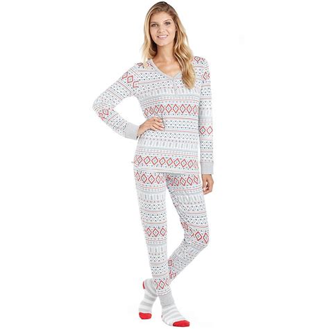 Womens Cuddl Duds Pajamas Winter Wonderland 3 Piece Henley Pajama Set