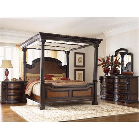 Canopy Cal King Beds Bedroom Beds Grand Estates California King Canopy Bed In Cinnamon