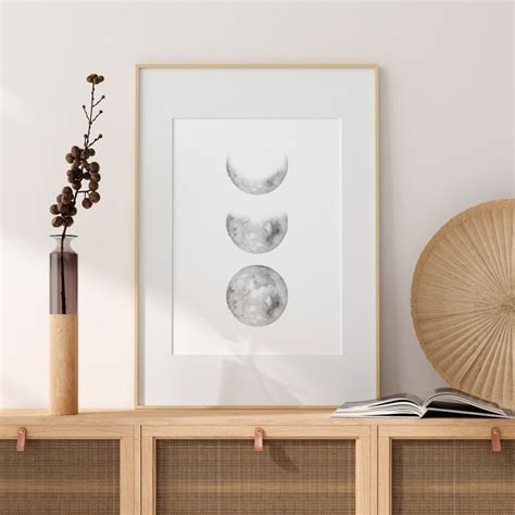 Moon Phase Wall Art Moon Phase Print Download Moon Phases Etsy