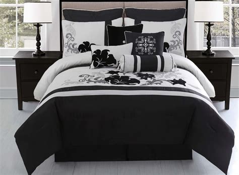 10 Piece Queen Vienna Black And Gray Comforter Set Comforter Sets