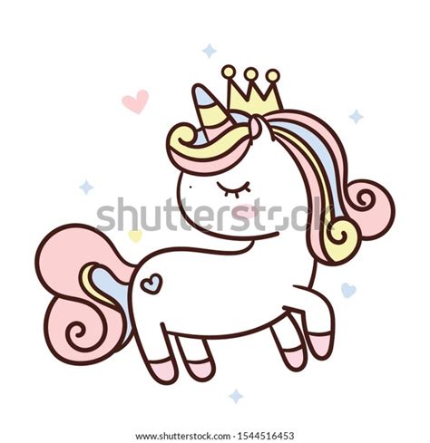 Cute Unicorn Vector Pony Cartoon Kawaii Stock Vector Royalty Free