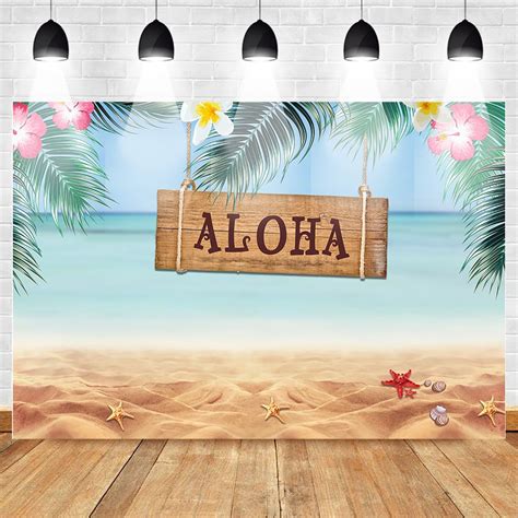 Mehofoto Hawaiian Aloha Themed Party Backdrop Tropical Summer Seaside