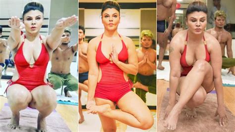 Rakhi Sawants Red Hot Yoga Pics And Videos In A Bikini Are Breaking
