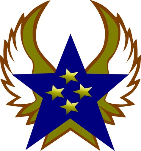 Blue Star With 4 Gold Star And Wings Clip Art At Vector