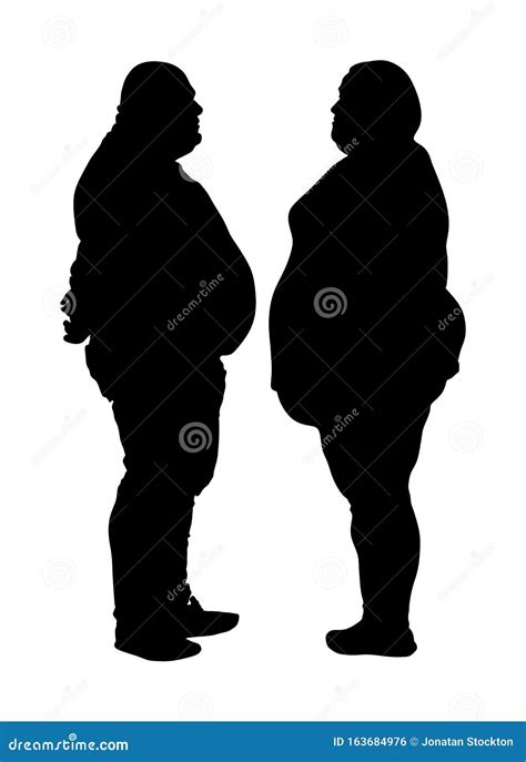 Fat Couple In Love On Date Silhouette Stock Photography