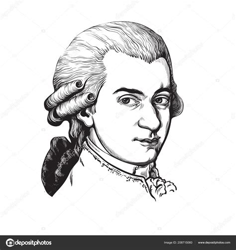 Wolfgang Amadeus Mozart Great Composer And Musician Vector Portrait