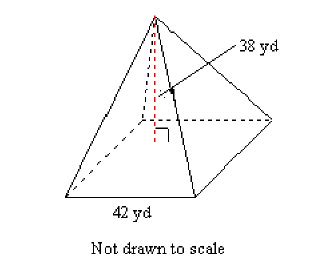 Add the two values together. Find the lateral area of the square pyramid shown, to the ...