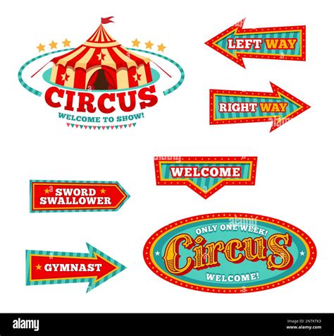 Circus Carnival Signs Marquee Vintage Pointers Welcome Signboard And