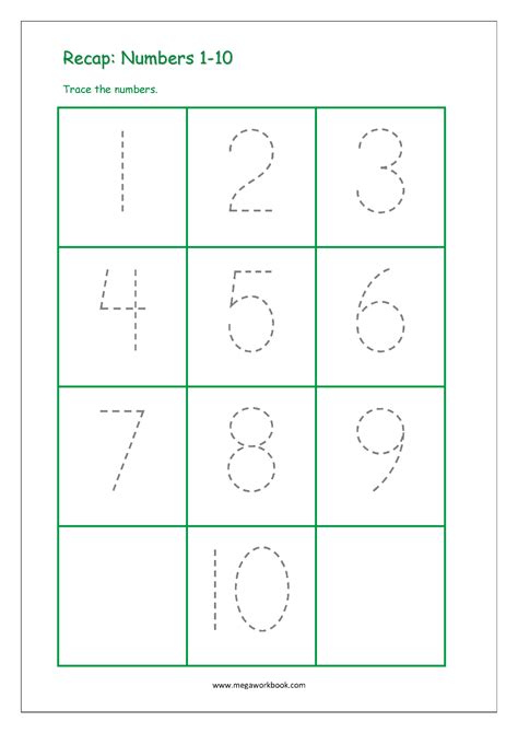 Number Trace Worksheets 1 To 10