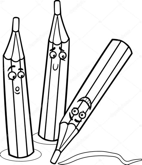 lápices de colores de dibujos animados ilustración Página para colorear