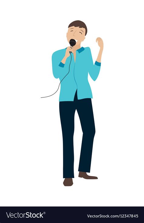 Man Singing Into Microphone Royalty Free Vector Image