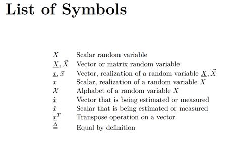 Texlatex How To Include A List Of Symbols Math Solves Everything