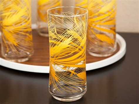 Vintage Libbey Golden Wheat Glasses Iced Tea Tumblers Set Of