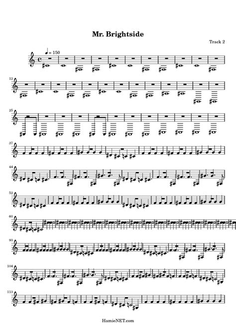 Mr Brightside Sheet Music Mr Brightside Score Hamienet Com