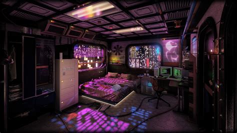 futuristic dystopian apartment by kamen nikolov futuristic bedroom cyberpunk room futuristic