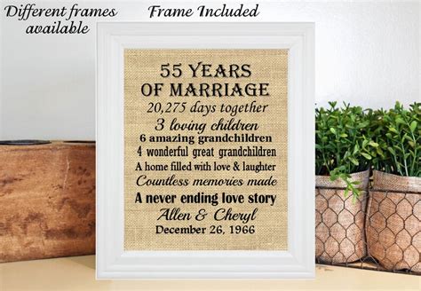 Framed Personalized 55th Anniversary Ts55th Wedding Etsy