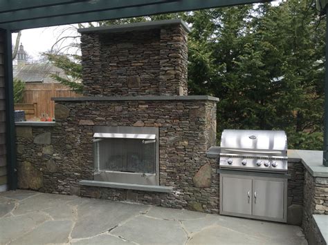 Custom Outdoor Gas Fireplace And Built In Grill Outdoor Gas
