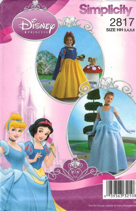 Simplicity Pattern 2817 Disney Princess Costume Cinderella Snow White