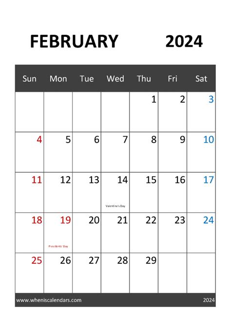 Printable February Calendar 2024 Free F24311