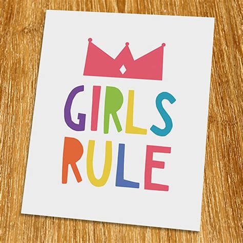 Girls Rule Print Unframed Nursery Wall Decor