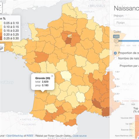Carte interactive des prenoms - data.gouv.fr