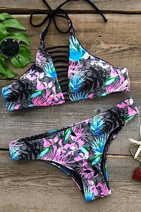 Cupshe Wind And Sea Printing Halter Bikini Set Bikinis Swimwear
