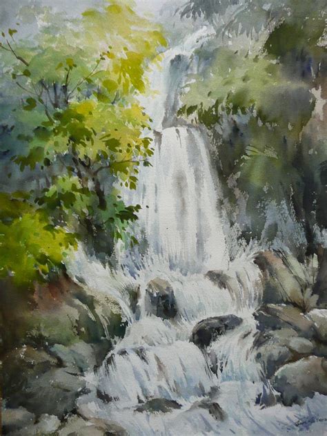 124 best W. Waterfalls images on Pinterest | Water colors, Watercolor landscape and Watercolor ...
