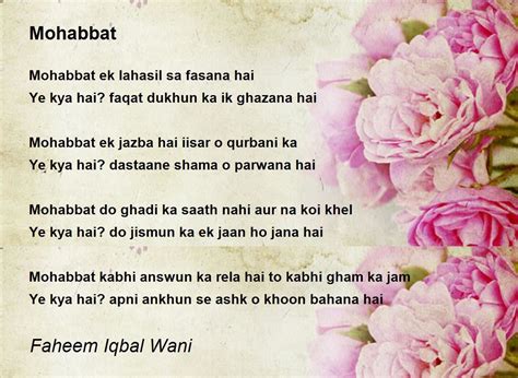 Mohabbat Poem By Faheem Iqbal Wani Poem Hunter