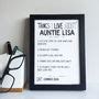 Personalised Things We Love About Auntie Uncle Print By Coconutgrass