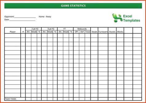 basketball stat sheet template excel  basketball stat