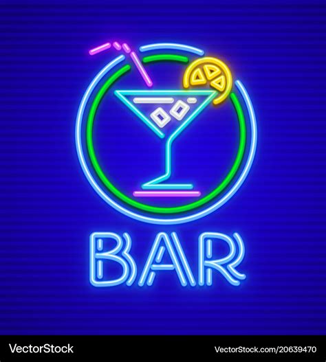 Cocktail Bar Neon Sign Royalty Free Vector Image