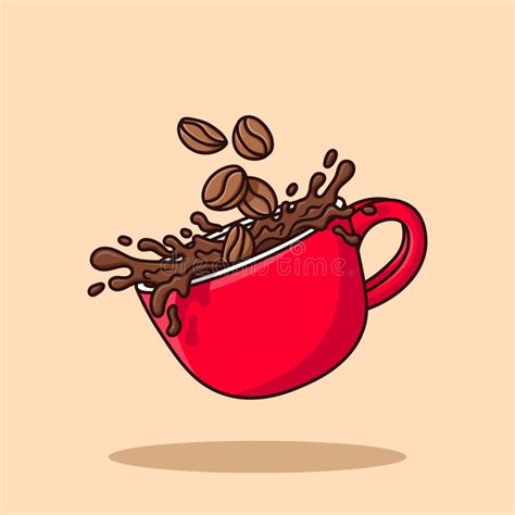 Coffee Splash Coffee Bean Throw Cartoon Vector Illustration Stock