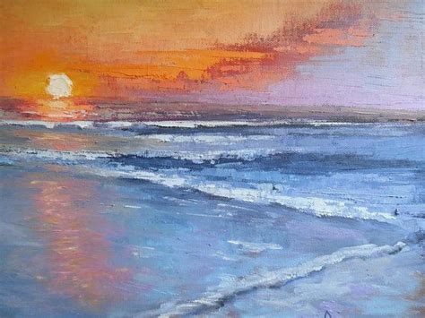 Seascape With Sunset Canvas Print Sunset Giclee Seascape Giclee