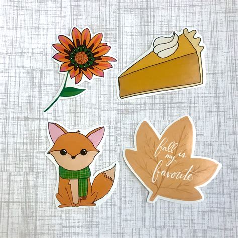 Fall Autumn Season Sticker Pack Pack Of 4 Vinyl Laptop Etsy In 2021