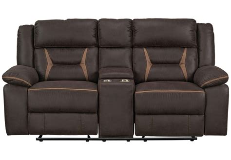Lane Engage Chocolate Glider Reclining Loveseat With Centerconsole
