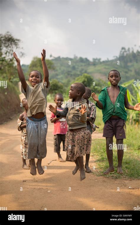 Happy Children In Rural Kasese District Uganda East Africa Stock