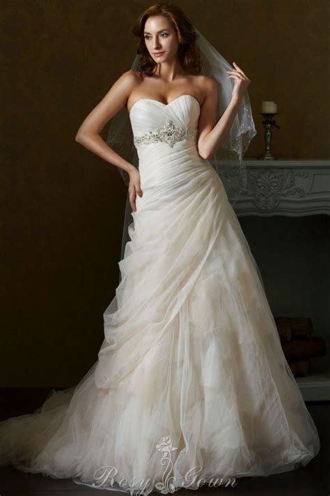 ruffled tulle a line skirt romantic strapless pleated bridal gown 2015 wedding dresses wedding