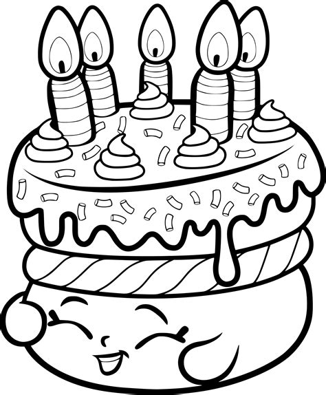 Coloriage Gâteau anniversaire Shopkins gratuit à imprimer  Coloriages.info