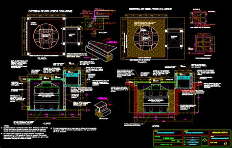 Planos De Cisterna De 5000 Lts En Dwg Autocad Tanques Máquinas