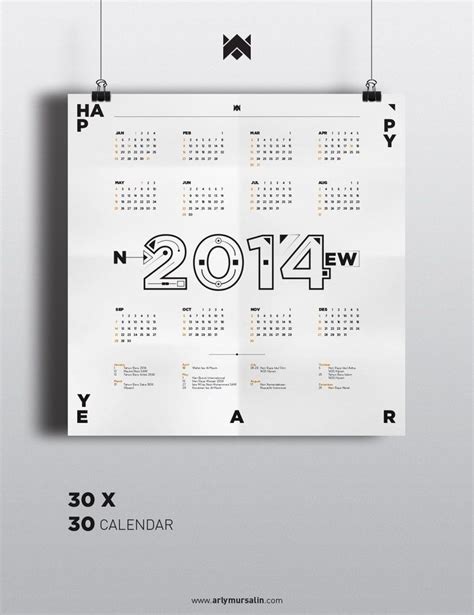 2014 Typography Calendar Calendar Design