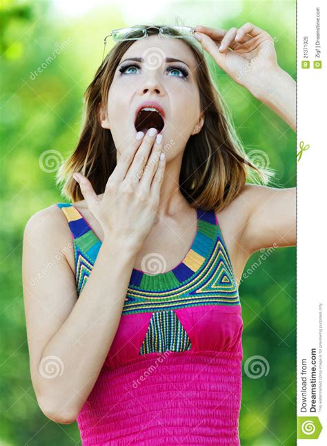 Portrait Surprised Girl Stock Image Image Of Brow Holds 21371029