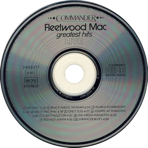 Carátula Cd de Fleetwood Mac Greatest Hits Live Portada