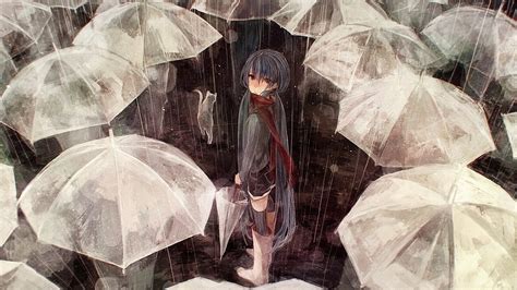 Anime Girls Umbrella Rain Vocaloid Hatsune Miku Hd Wallpapers