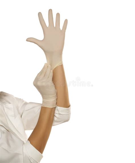 Woman Hands Putting Latex Gloves Stock Photos Free Royalty Free