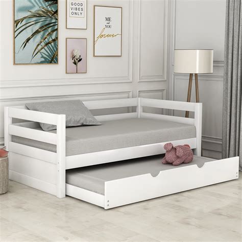 Euroco Solid Wood Daybed With Trundle Twin White