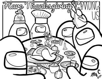 Thanksgiving Among Us Coloring Sheet by Art with Ms C | TpT