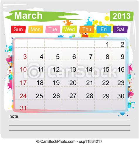 Calendar March 2013 Abstract Art Style Canstock